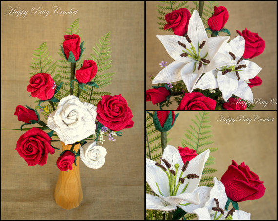 Crochet Flower Bouquet Pattern - Roses And Lilies