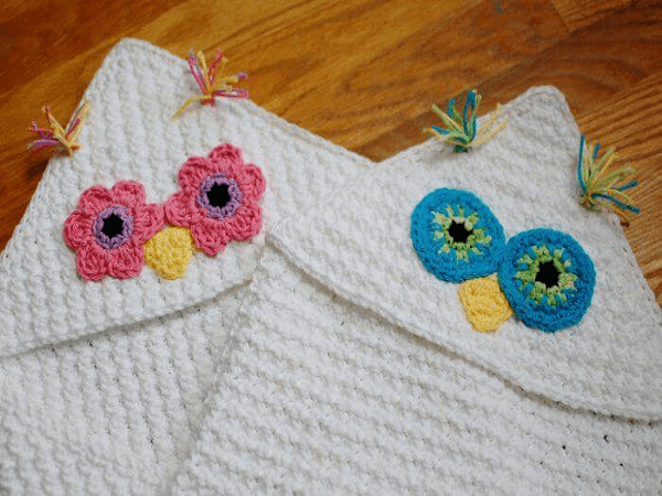 Hooded Crochet Owl Baby Blanket Pattern Free by Petals To Picots