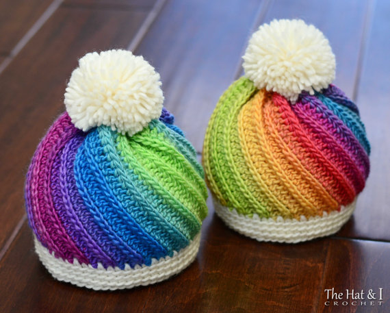 The first one was the tutti-frutti crochet rainbow hat pattern and the second was the crochet swirl hat pattern. I think you already know what I did. I just had to make them both for him. I just couldn’t choose one over the other because they were just so stunning.