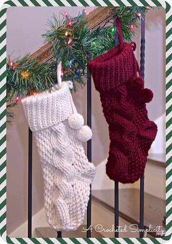 Big Bold Cabled Christmas Stocking Crochet Pattern - A Crocheted Simplicity