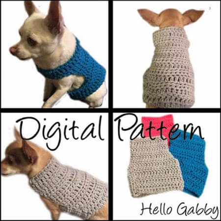 XXS CROCHET DOG SWEATER PATTERN THRU MEDIUM SIZE BY HELLO GABBY88