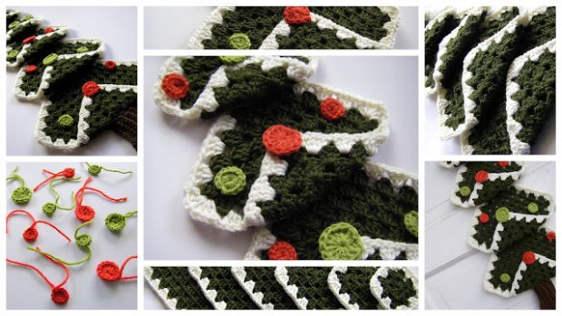 Vintage Granny Square Crochet Christmas Tree by Dawn