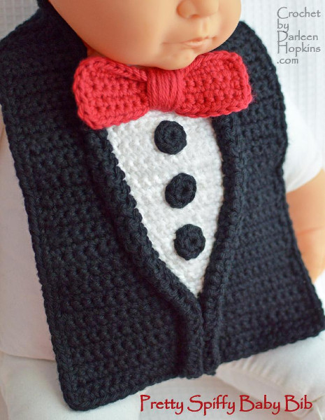 Tuxedo Baby drool Bib Crochet Pattern gift
