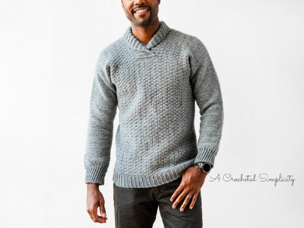 WULF Men's Pullover Sweater Crochet Pattern ﻿