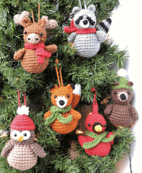 Woodland Animal Crochet Christmas Ornament Pattern by Crochet to Play