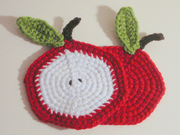 Apple Coasters Crochet Pattern by HGS Designs