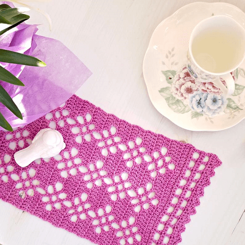 Butterfly Meadows Table Runner Crochet Pattern by The Unraveled Mitten