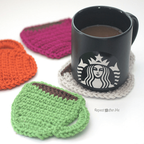 Crochet Coffee Coasters Pattern by Repeat Crafter Me