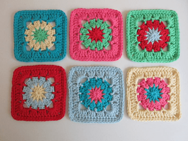 Colorful Granny Square Coasters Crochet Pattern by Addies Knitted Gifts