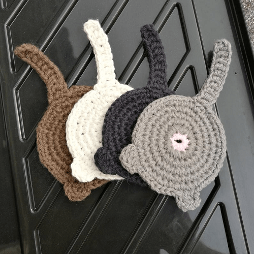 Crochet Cat Butt Coaster Pattern by Shop Raven Craft