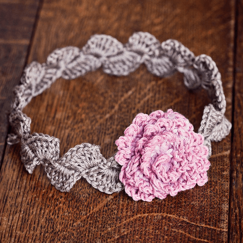 Crochet Centifolia Rose Headband Pattern by Mon Petit Violon