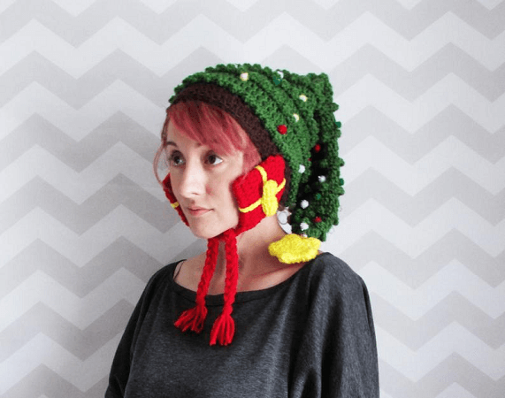 Crochet Christmas Tree Hat Pattern by Hello Happy