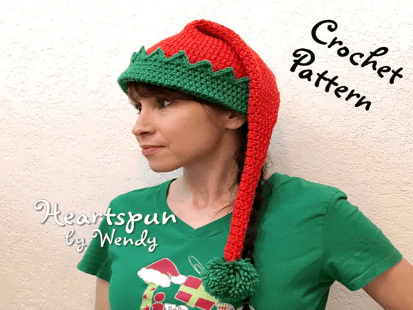 Christmas Crochet Elf Hat Pattern Long Tail by Heartspun by Wendy