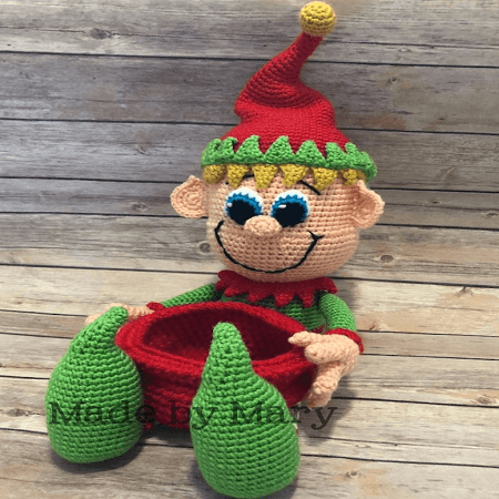 Elf With Candy Bowl Crochet Pattern by Mary Abbie