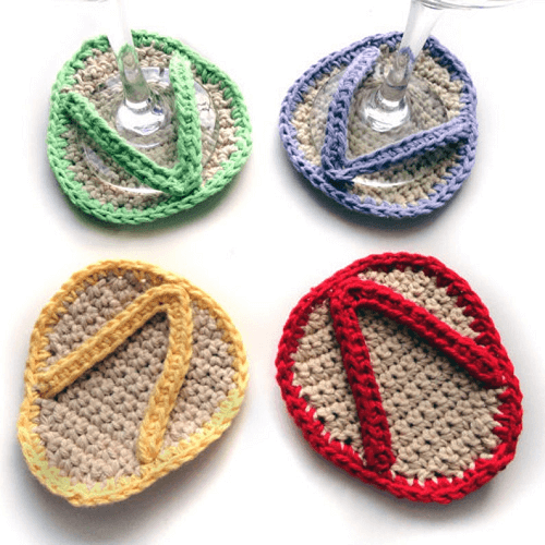 Crochet Flip Flop Coasters Pattern by Crochet Spot Patterns