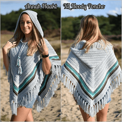 Crochet Hoody Poncho Pattern by Annah Haakt