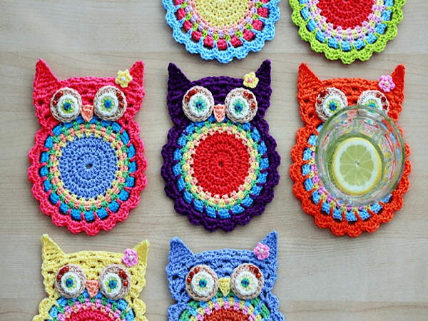 Crochet Owl Coasters Pattern by Zoom Yummy