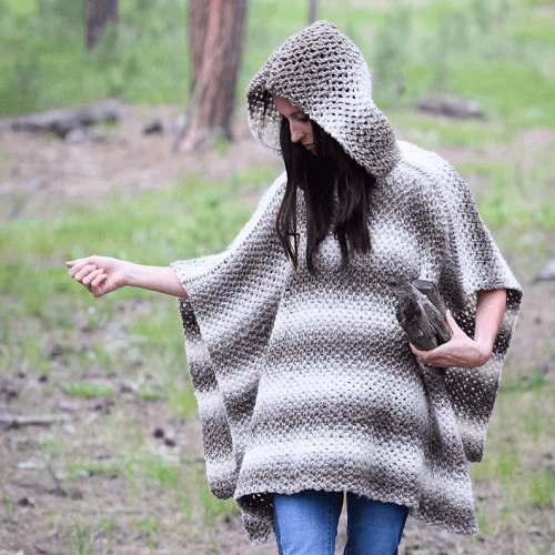 Crochet Poncho With Hood Pattern by Mama In A Stitch