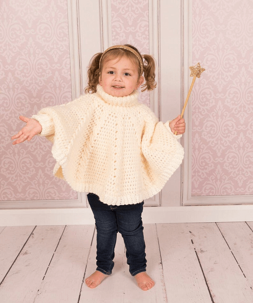 Crochet Roll Neck Poncho Pattern by TC Designs UK