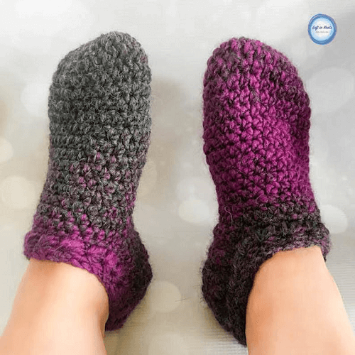 Crochet Slipper Socks Patterns by Left In Knots