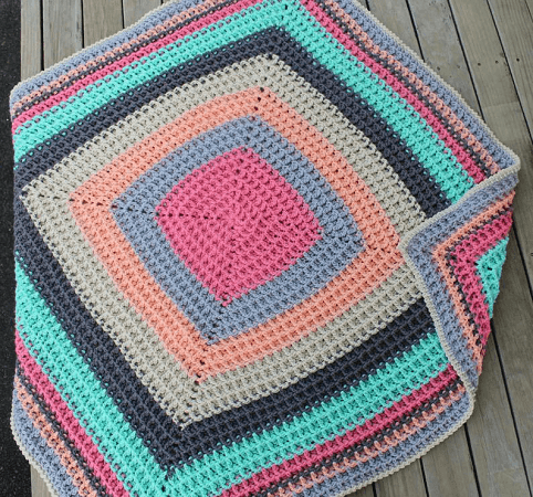 Crochet Squared Reversible Waffle Stitch Blanket Pattern by Holland Designs