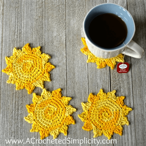 Crochet Sun Coasters Pattern by Jennifer Pionk