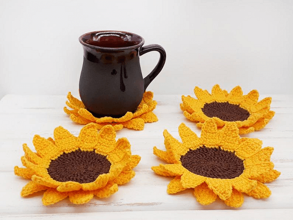 Crochet Sunflower Coasters Pattern by Amigurumi Patterns PDF