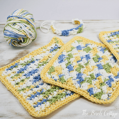 Crochet Textured Stitch Dishcloth Pattern by The Birch Cottage