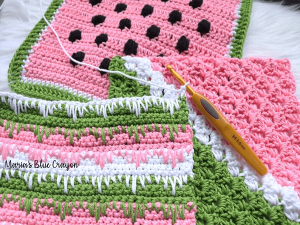 Crochet Watermelon Dishcloth Pattern by Marias Blue Crayon
