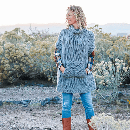 Crochet Greyscale Winter Poncho Pattern by Jess Coppom