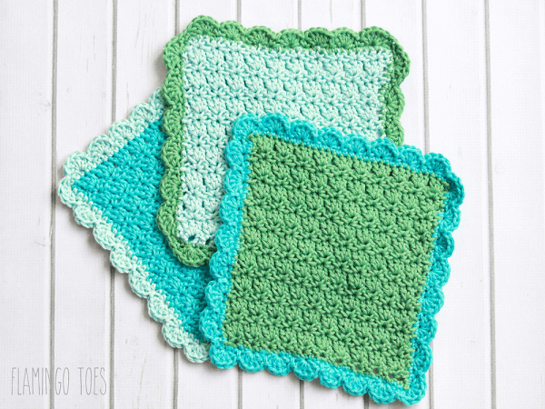 Easy Dishcloth Crochet Pattern by Flamingo Toes