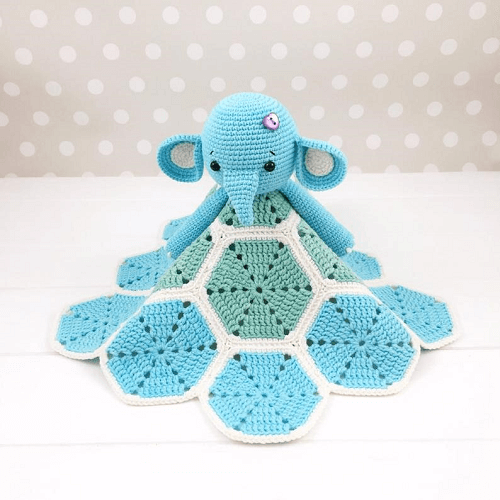 Elephant Baby Lovey Toy Crochet Pattern by Tikva Patterns