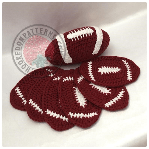 Football Coaster Crochet Pattern by Hookedo Patterns