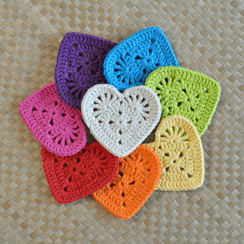 Granny Heart Coaster Crochet Pattern by Island Style Crochet