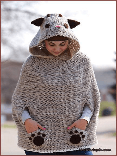 Kitty Cat Poncho Crochet Pattern by Yarnutopia