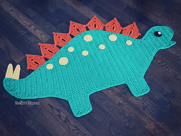 Spiky, The Stegosaurus Dinosaur Rug Crochet Pattern For Beginners by Irarott Patterns