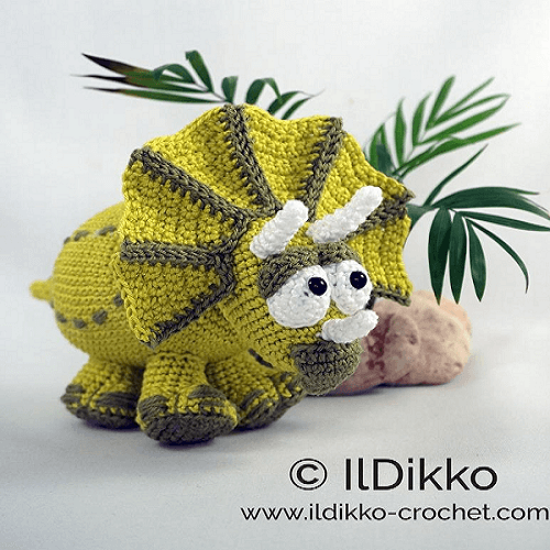 Trevor, The Triceratops Dinosaur Crochet Pattern For Beginner by Il Dikko