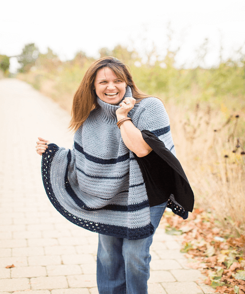 Montana Crochet Turtleneck Poncho Pattern by Stitch & Hustle