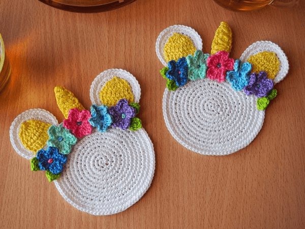 Unicorn Coaster Crochet Pattern by Colorful Easy Crochet