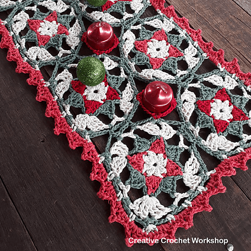 Yuletide Star Table Runner Crochet Pattern by Jola Crochet
