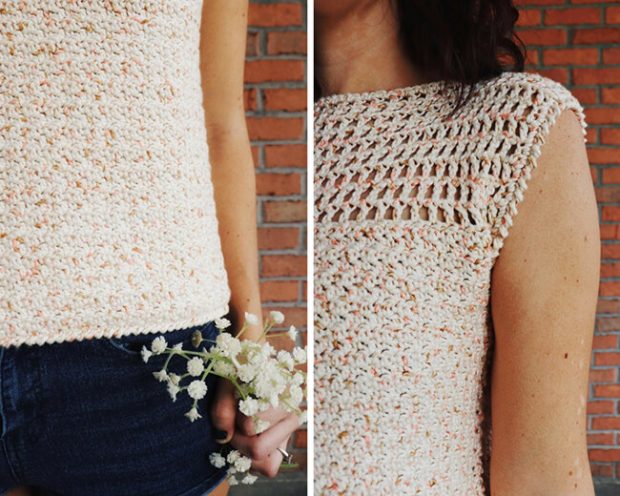 Crochet top with Reverse Single Crochet Border