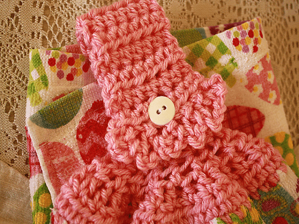 A Little Bit Frilly Crochet Towel Topper Pattern by Little Miss Stitcher