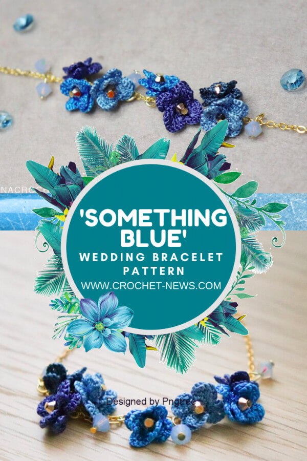 wedding blue flower crochet bracelet pattern