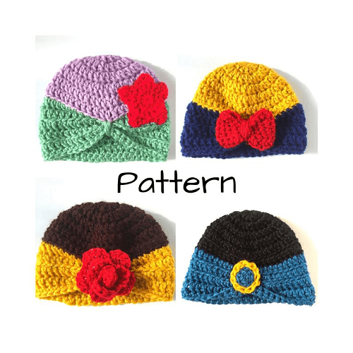 Crochet Disney Princess Hat Pattern by Hooks And Yarn Studio