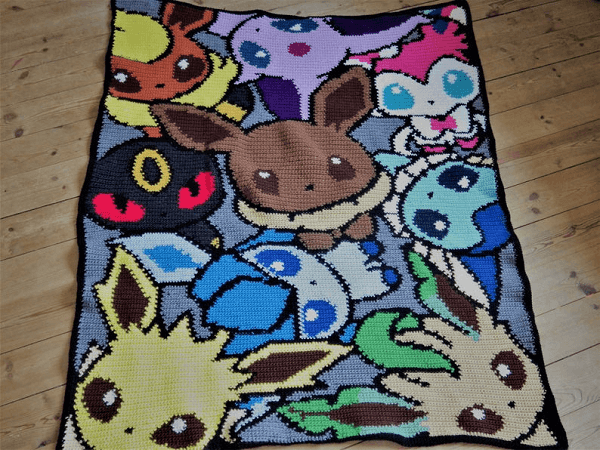 Crochet Eevee Blanket Pattern by Little Giraffe Crochet