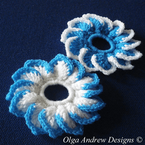 Flower Crochet Scrunchie Pattern by Olga Andrew  Designs