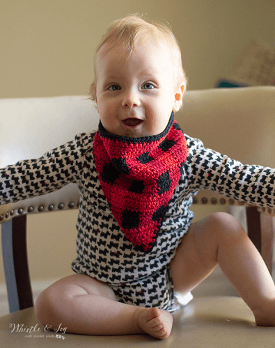 Crochet Plaid Bandana Bib Pattern by Whistle And Ivy