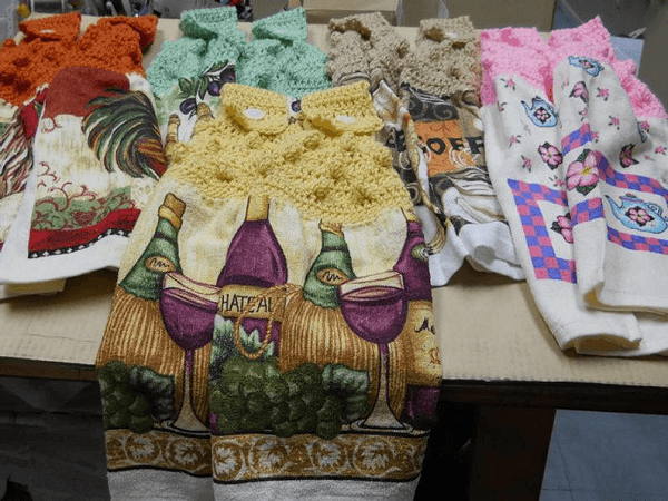 Crochet Popcorn Stitch Towel Topper Pattern by Knot Just Crocheted