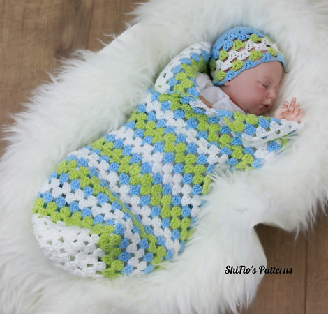 Granny Stitch Newborn Sleep Sack Crochet Pattern by Shi Fio