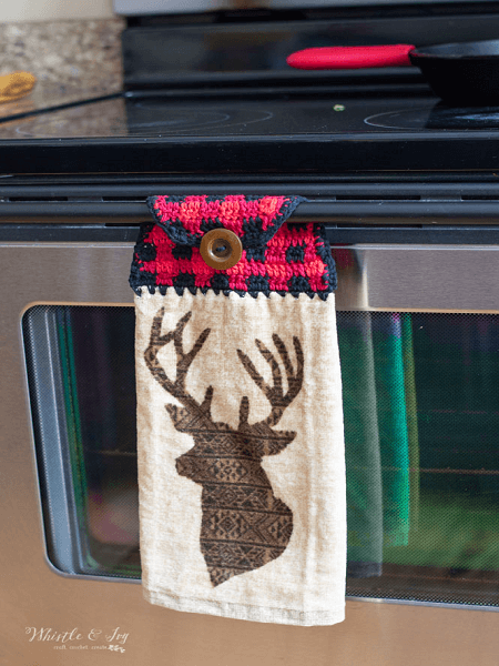 Plaid Crochet Towel Topper Pattern by Whistle And Ivy